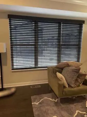 Close-up of Wood Blinds showing material detail