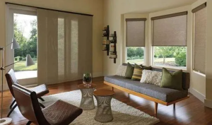 Interior Solar Shades with fabric texture close-up