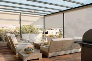 Exterior Solar Shades providing filtered light in room