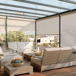 Exterior Solar Shades providing filtered light in room